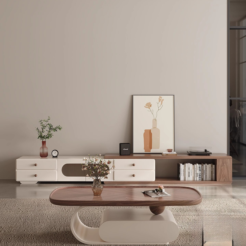 Interior Design White And Wood - Innen-Wohnzimmer-TV-Schrank, weiß, nordischer TV-Schrank, Designer-Fernseher, Mobili