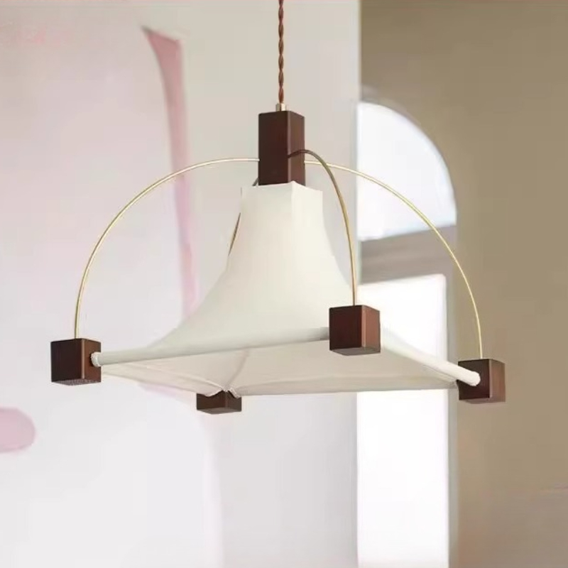 Interior Design White And Wood - Designer elegante quadratische Stoff Restaurant Pendelleuchte