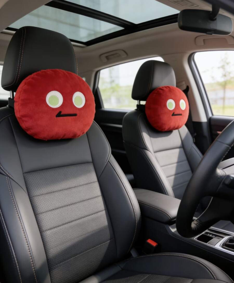 Interior Design Emoji - 1 Stück Stilvolle Auto-Kopfstützenauflagen, Universell Passend,