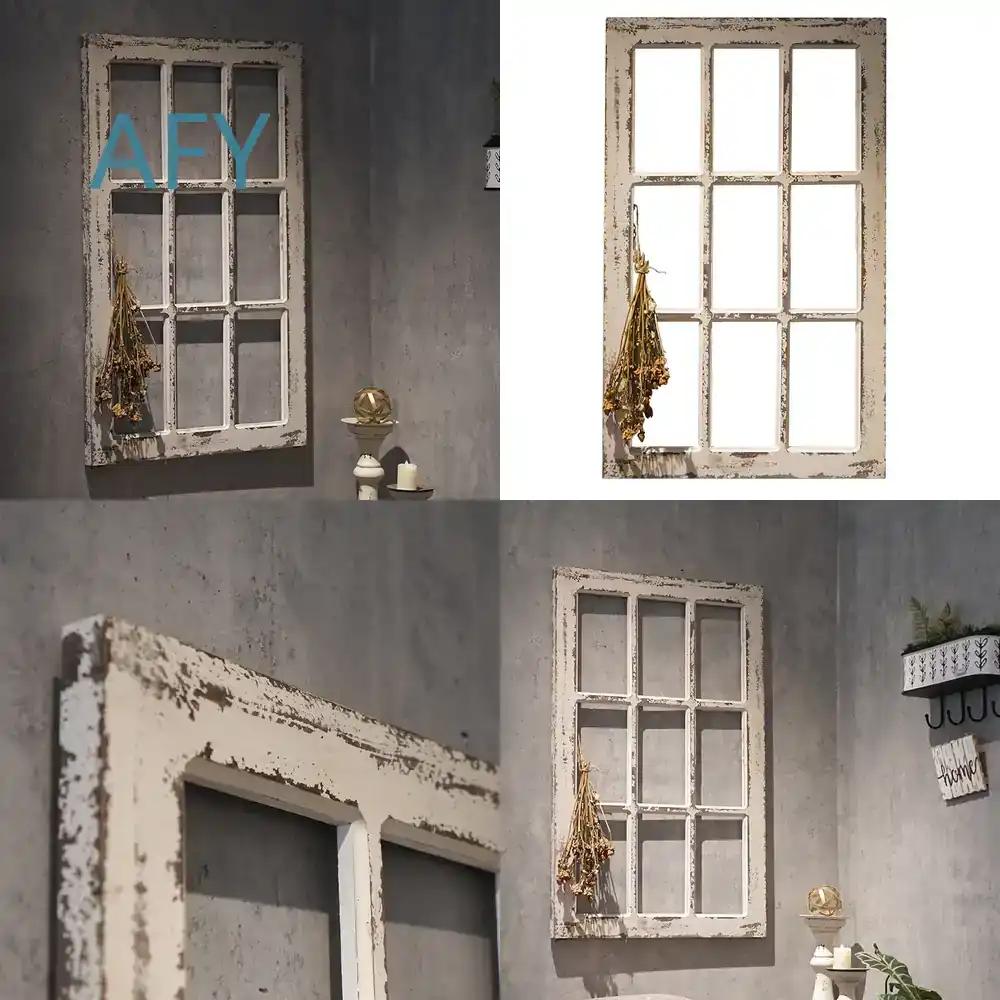 Interior Design White And Wood - Shabby Chic Weiße Dekorative Holzfensterrahmen für