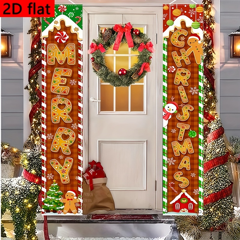 Interior Design Years Of School - 2er-Pack 2D flache Weihnachts-Lebkuchen-Cartoon-Hängebanner, modernes Design