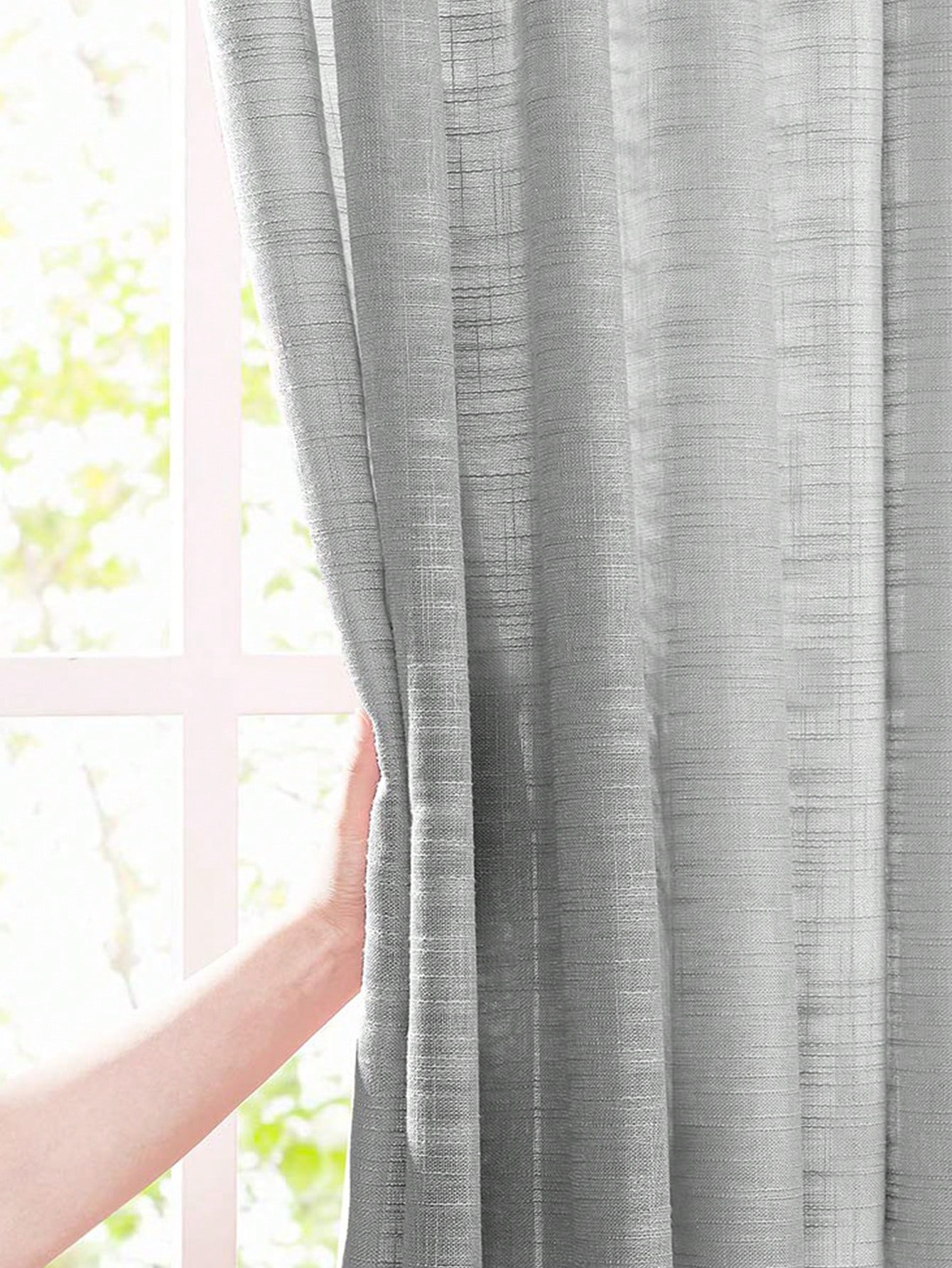 Graue Polyester-Leinen-Textur  – Linen Curtain Eyelet Bewertung und Preis