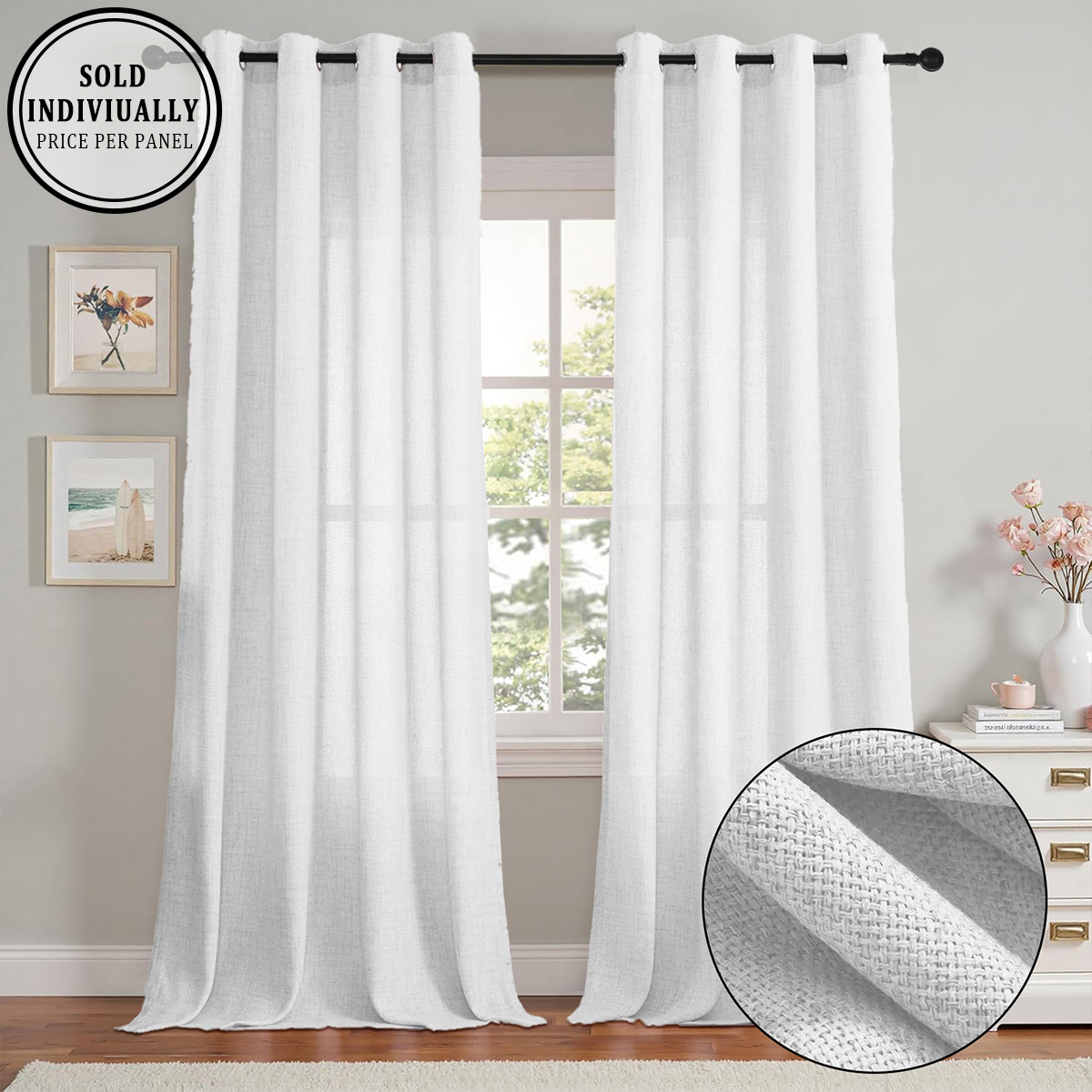 1 Stück, Einfarbiger Bohemian  – Linen Curtain Eyelet Bewertung und Preis