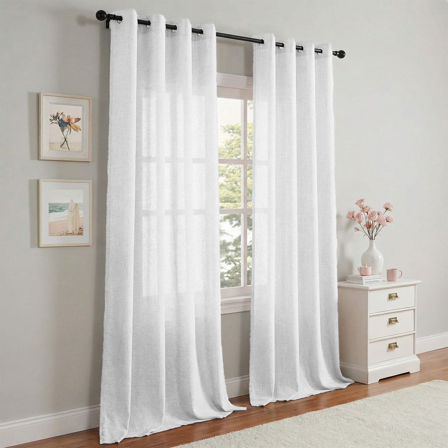 1 Stück, Einfarbiger Bohemian  – Linen Curtain Eyelet Bewertung und Preis